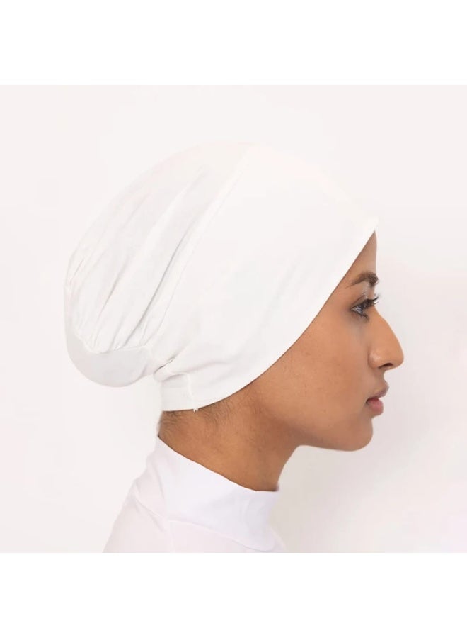 Luxuria Seamless, closed bonnet headband for veiled women, made of lightweight cotton lycra - white color - Image 3